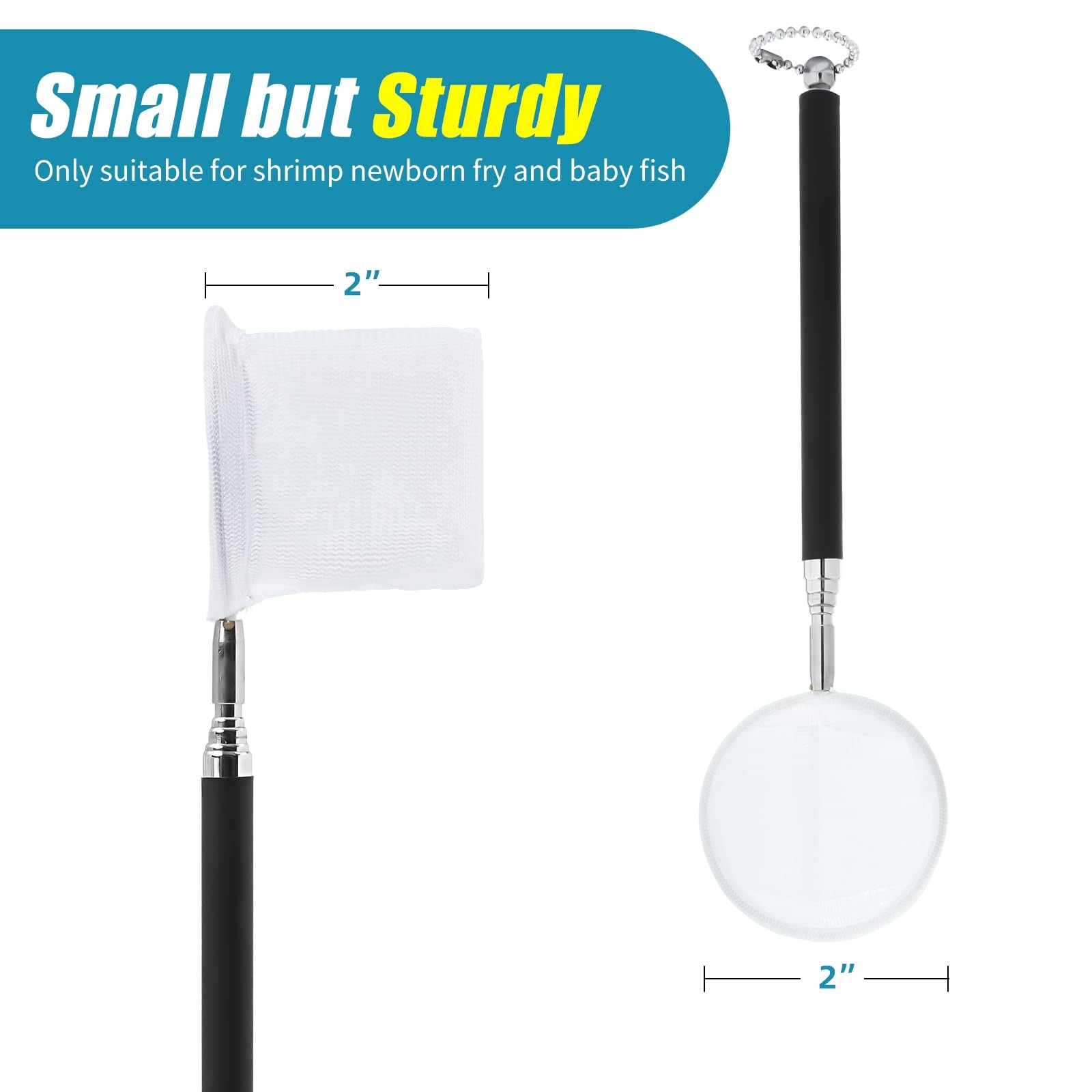 Small Fish Tank Shrimp Net Aquarium Debris Cleaning Tools with Extendable Handle