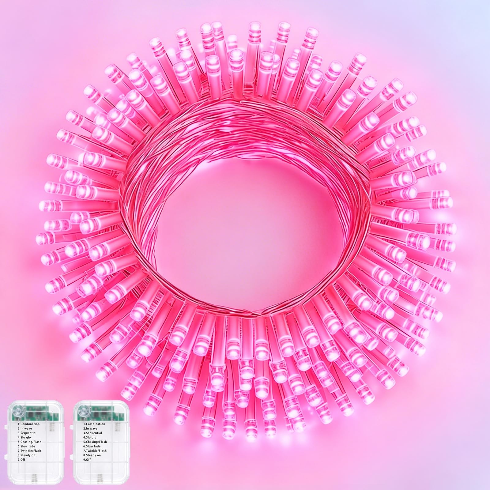2 Pack String Lights Battery Operated, Total 33.3ft 100 LED Fairy Lights Indo...