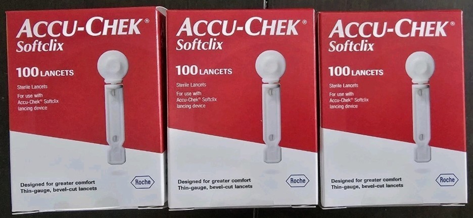 3 boxes (3 Packs of 100) Accu-Chek Softclix Lancets FREE SHIPPING