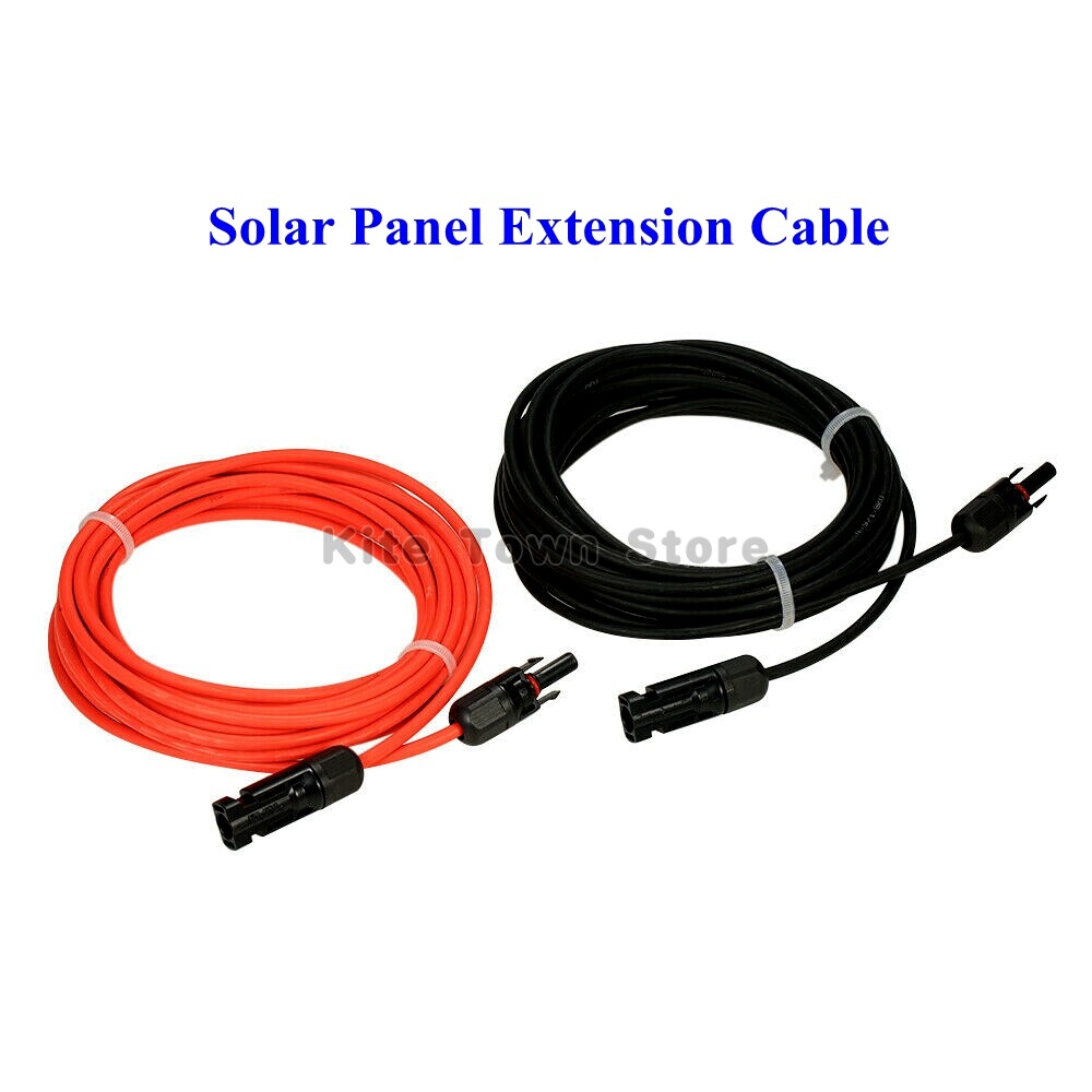1 Pair Black + Red Solar Panel Extension Cable Wire Connector 12 AWG