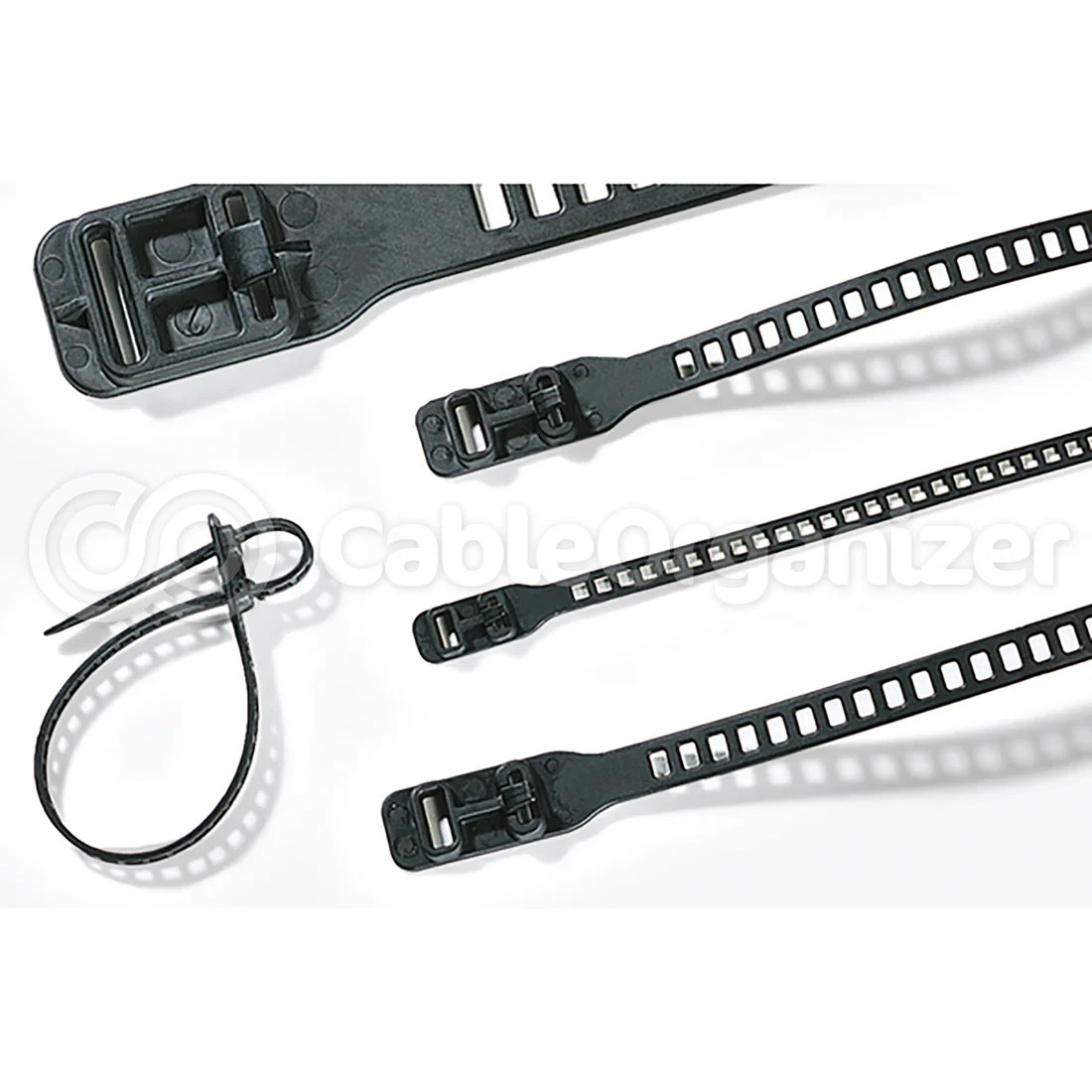 HT-115-07189  Cable Tie without Serration, 7.0" Long, Flexible TPU, Black, 50pkg