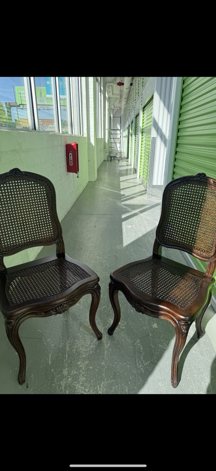 Vintage Carved wooden Louis XV style chair with cane back and seat ( Pair )