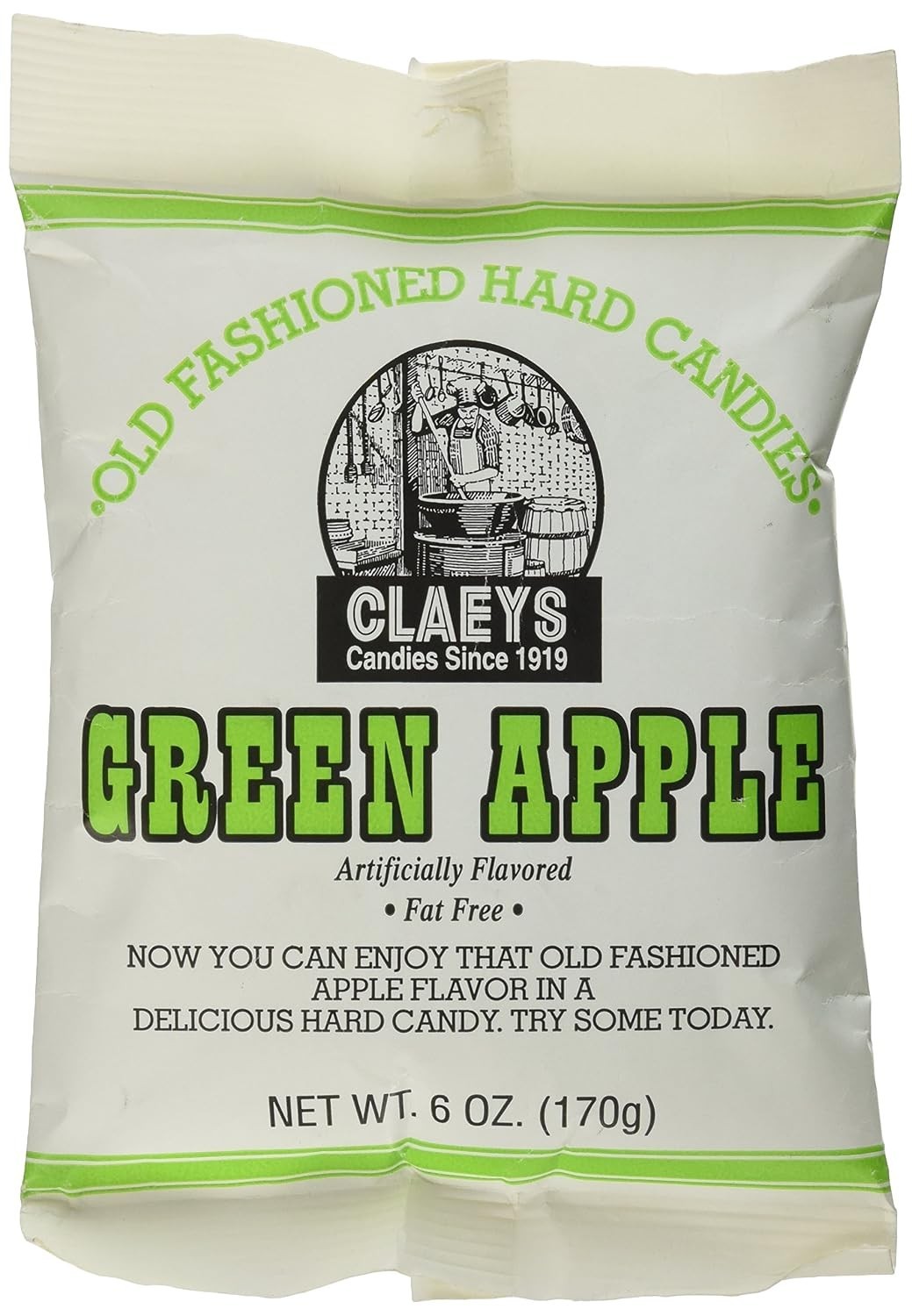 Claey's Old Fashioned Hard Candy, Green Apple (1-Bag)