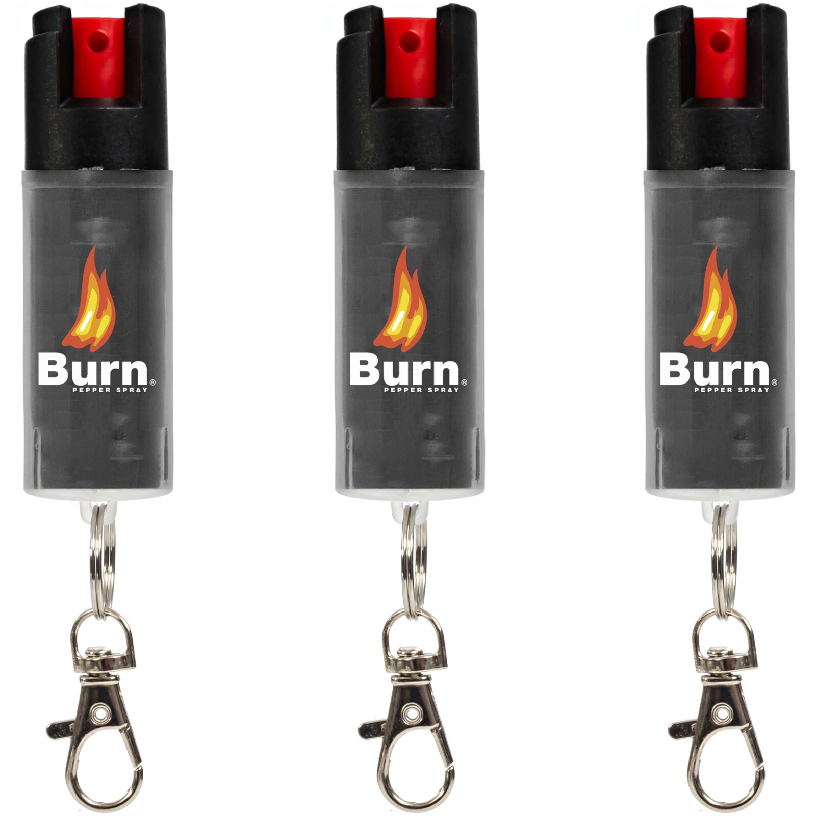 Burn 3 Pack Pepper Spray 1/2oz Police Strength Self Defense Keychain OC Black