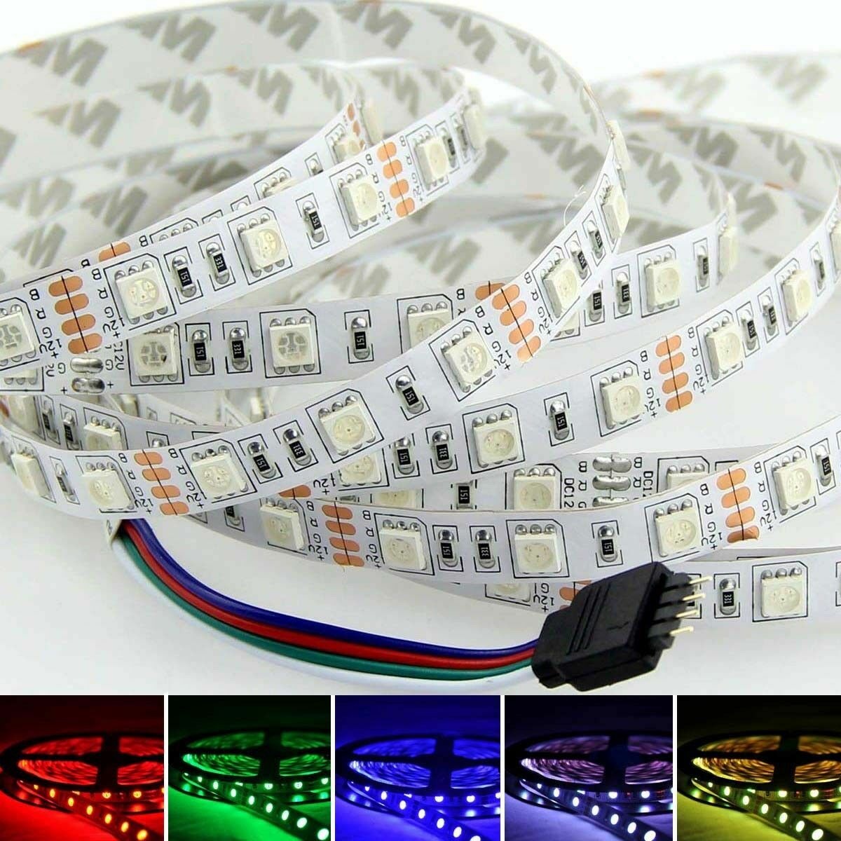1m 5m 10m 20m LED Strip Light 5050 RGB Color 60LEDs/M Flexible Lights DC12V