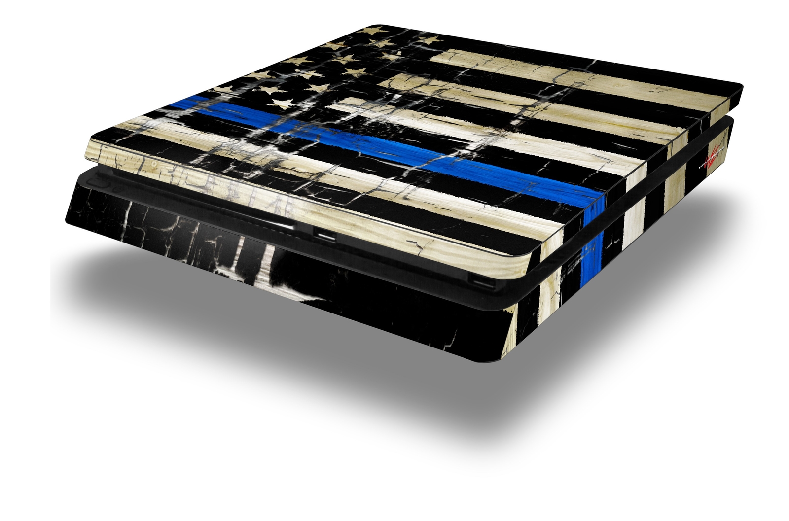 Skin for PS4 Slim Cracked Blue Line USA American Flag Playstation 4 Console