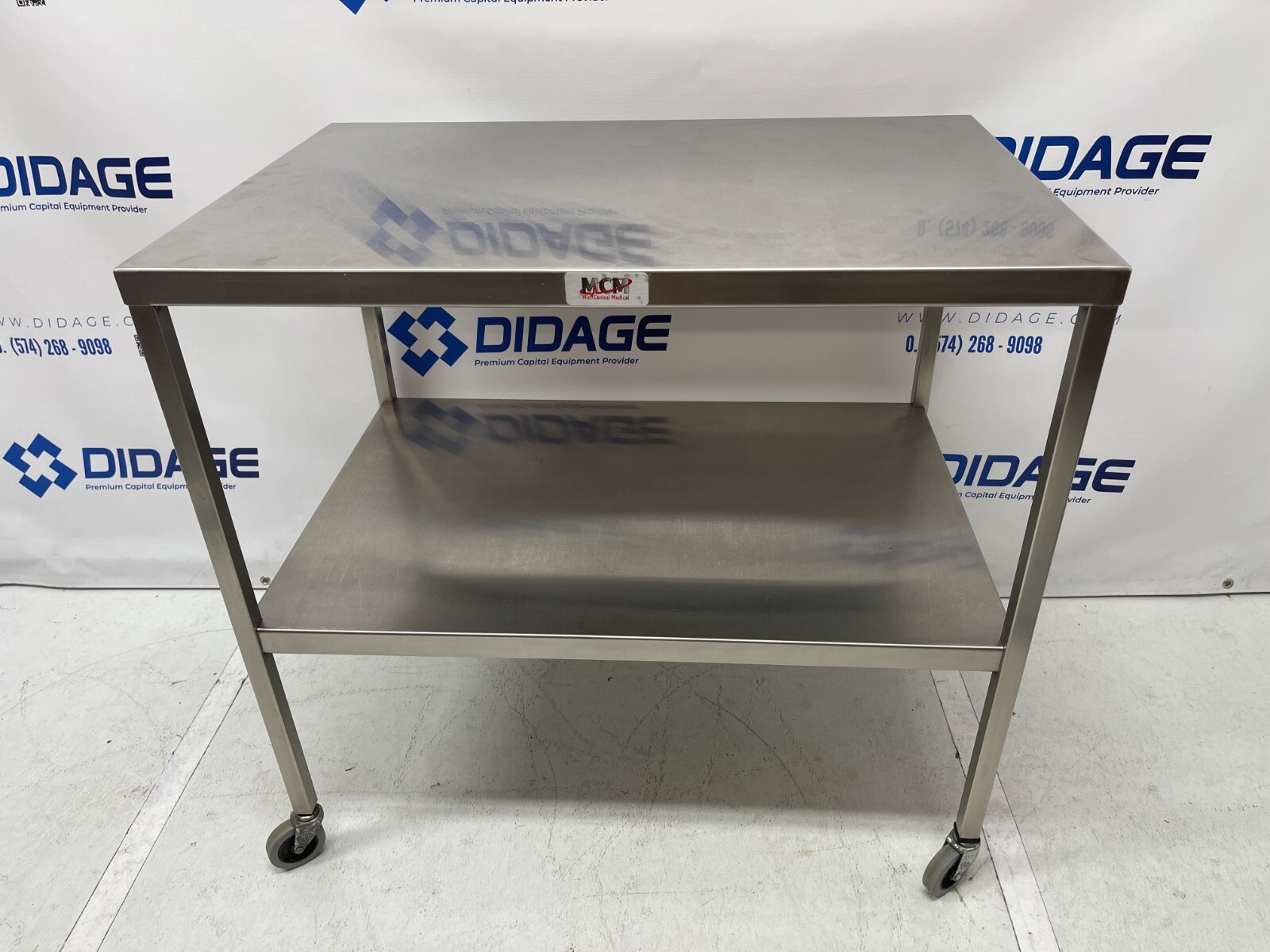 MCM 505 Stainless Steel Instrument Back Table with Shelf