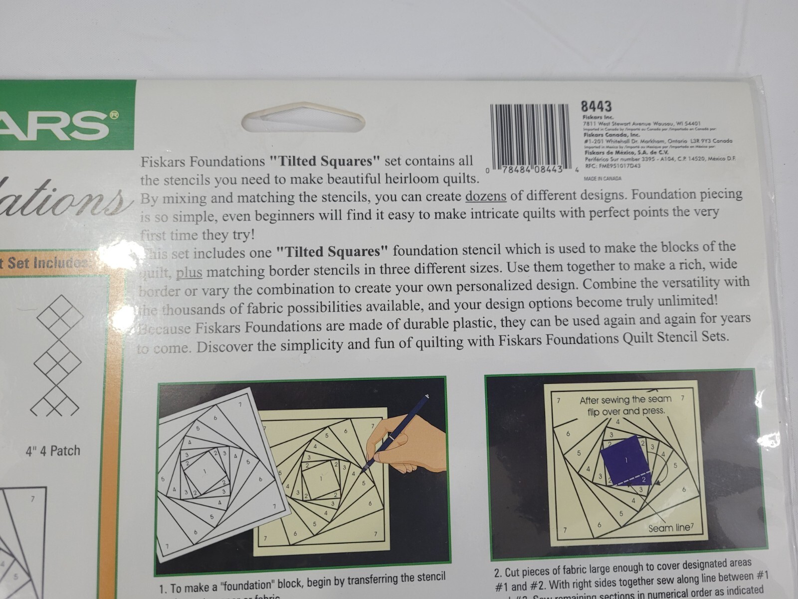 Fiskars Foundations Complete Quilt Stencil Set Tilted Squares NIP #8443
