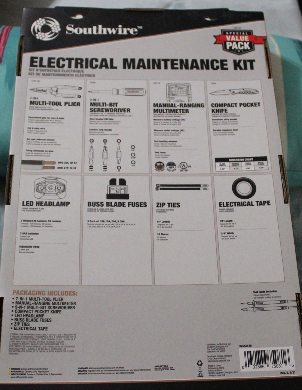 Southwire EM-KIT 8pc Electrical Maintenance Tool Kit w Multimeter - NEW