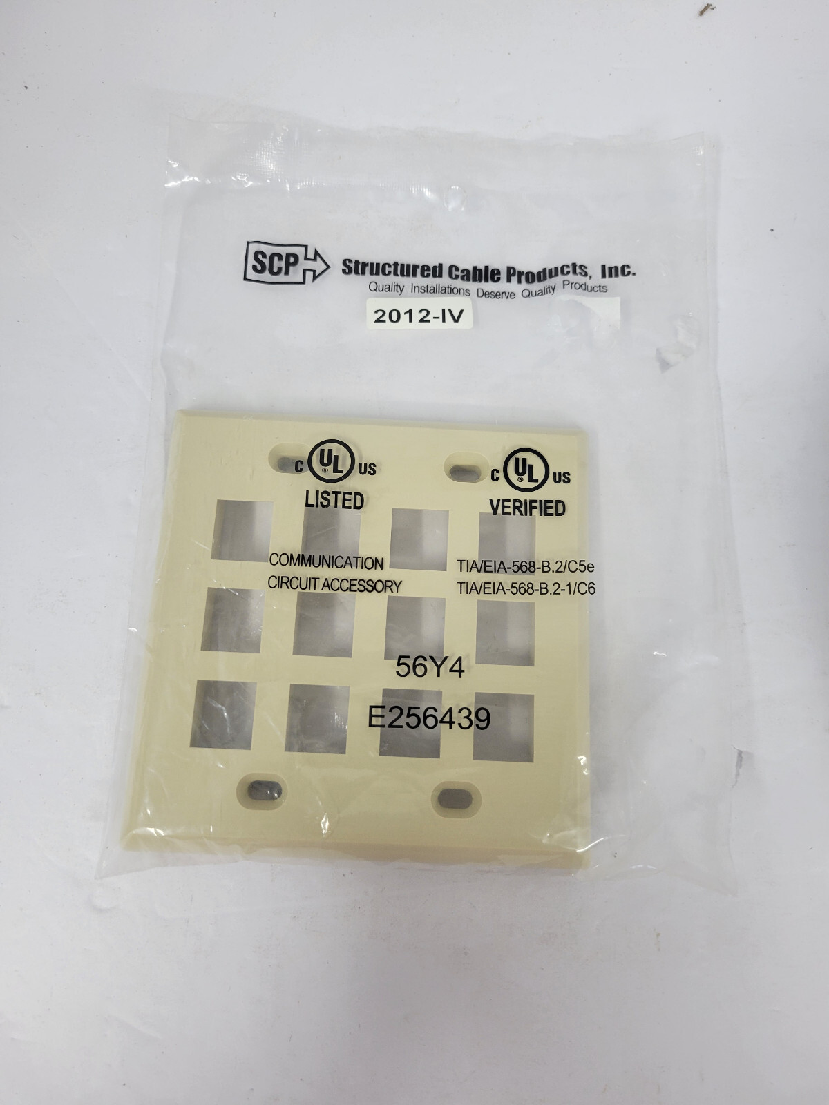 NEW Structured Cable  12-Port Double-Gang Keystone Wall Plate (Ivory)