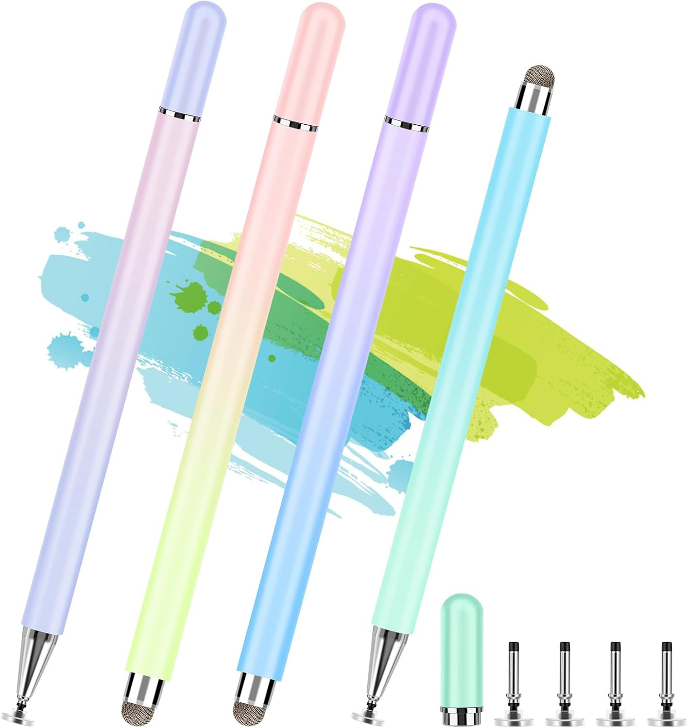 Stylus Pens for Touch Screens, 4 Pcs High Precision Disc Stylus with Magnetic Ca