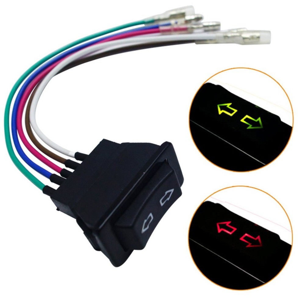 5-Pin/Wire Car Window Power Switch Universal UP/DOWN Green LED Lighted DC 12V