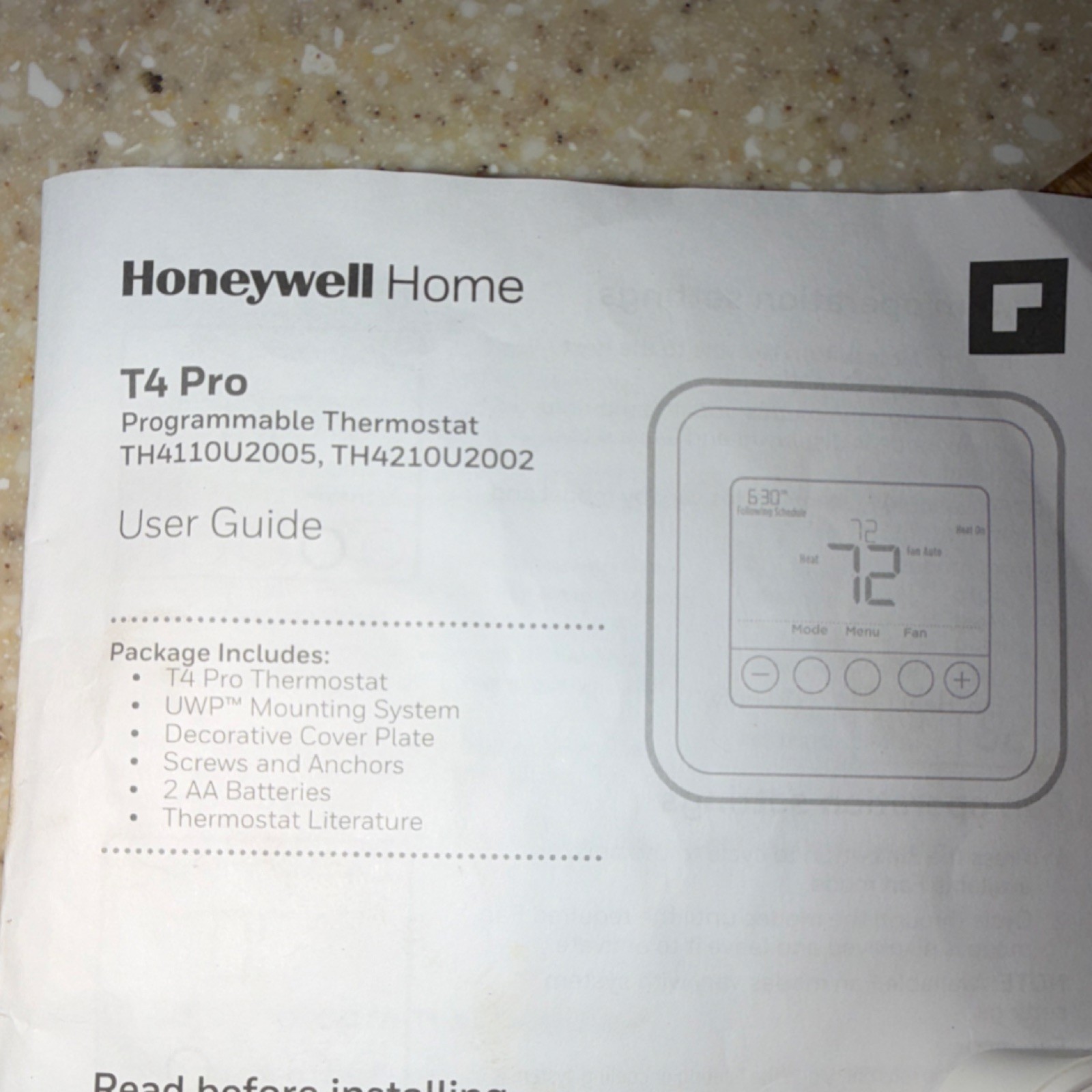 Honeywell Home T4 Pro Programmable Digital Thermostat with UWP Mounting System