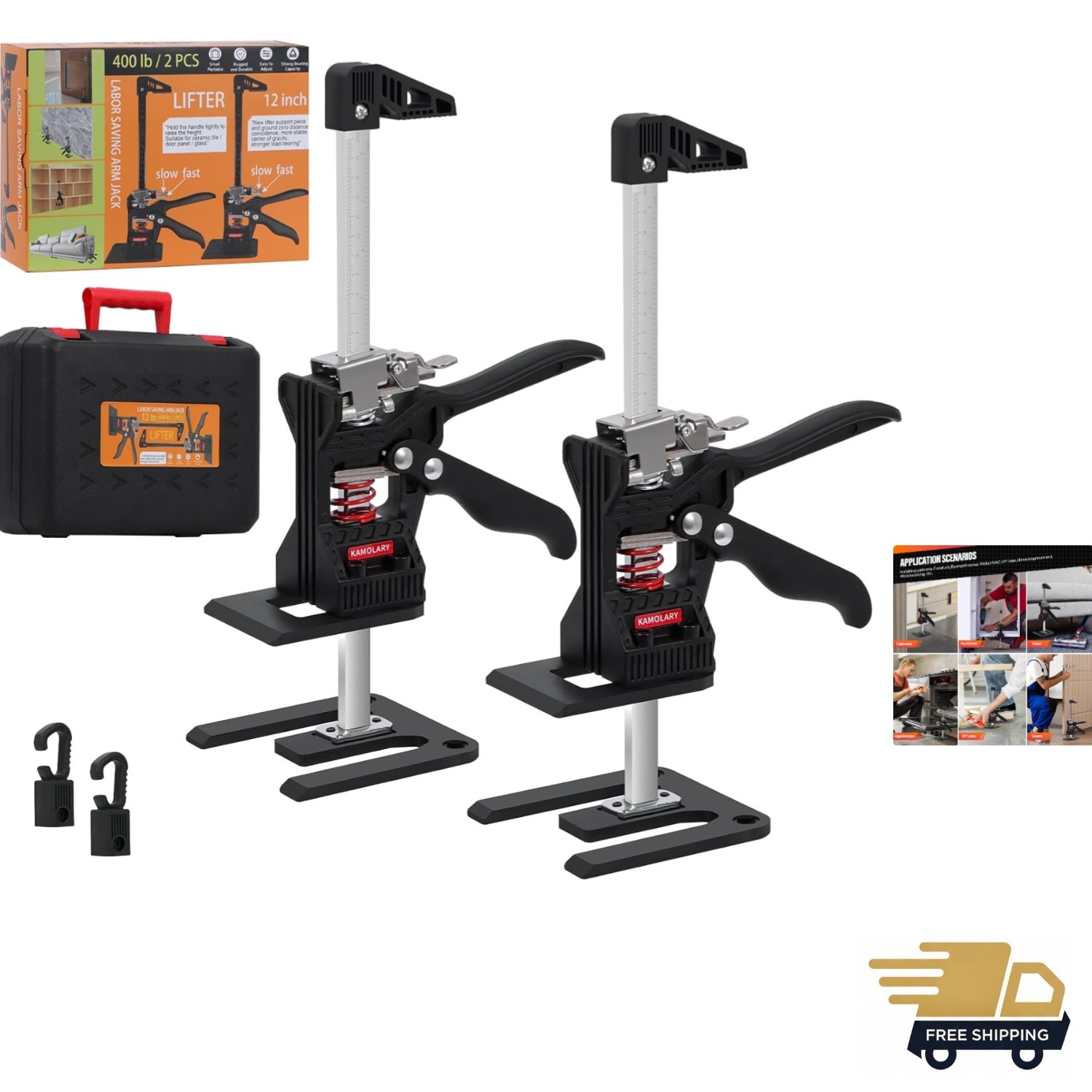 Drywall Lifter & Furniture Jack - 400 lb Capacity, 12" Lifting Height