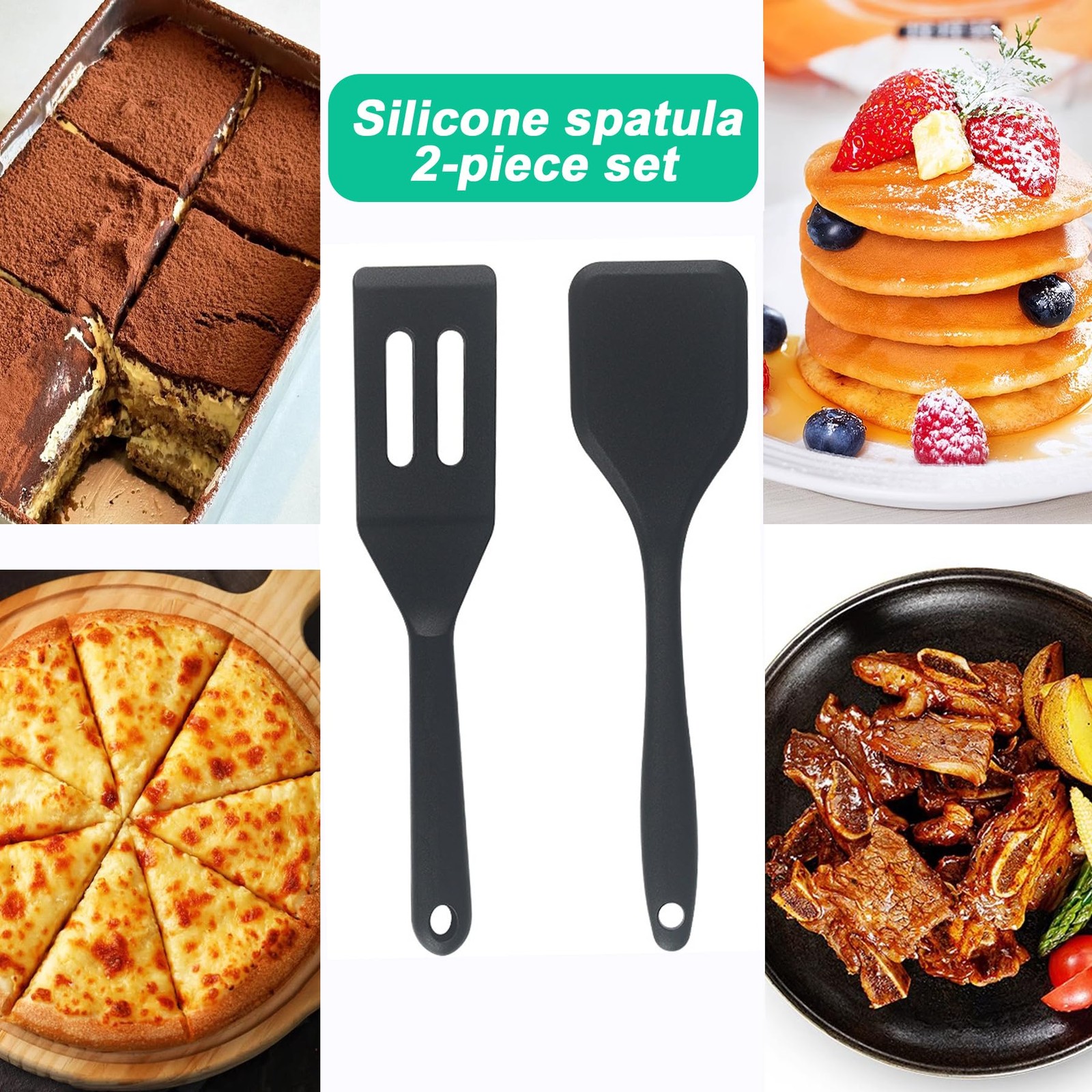 （2 Pack） Heat-Resistant Flexible Silicone Spatula for Baking, Cooking, Small ..