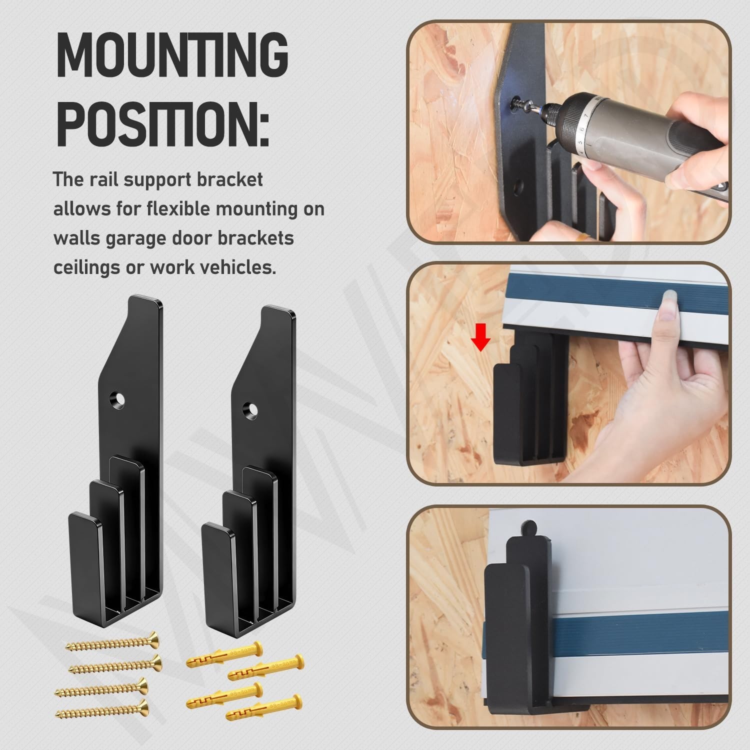 2 Pack Track Saw Guide Rails Holders, Track Mount Storage System Tracksaw Gui...