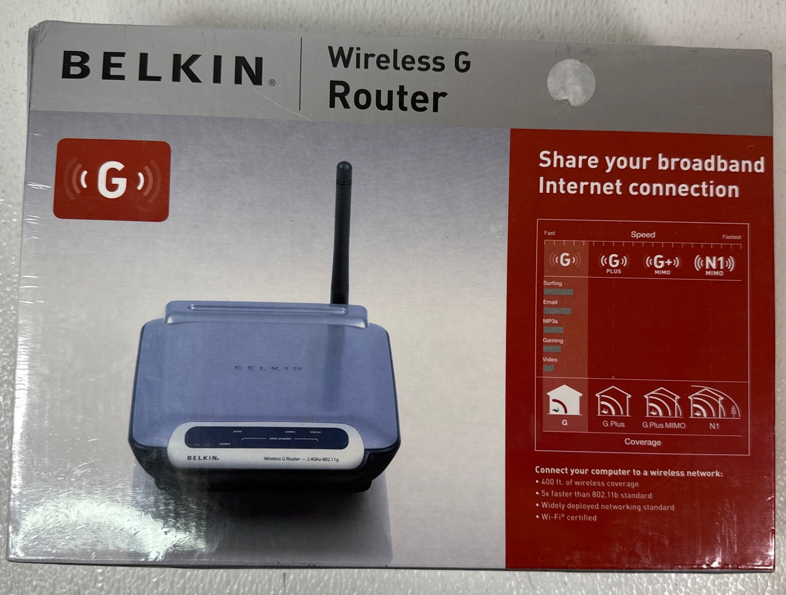 Belkin Wireless G Router 54 Mbps 4-Port 10/100  F5D7230-4 New Sealed in Box 2007