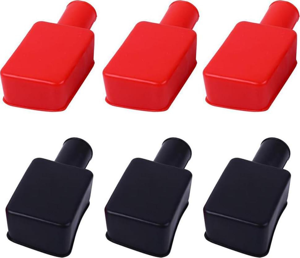 Battery Terminal Insulator Covers Cap Red & Black Soft Rubber Protector Cap-6pcs