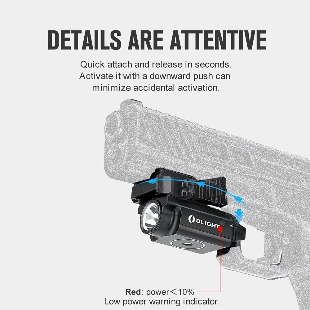 Compact 600 Lumen Pistol Weapon Light USB Rechargeable