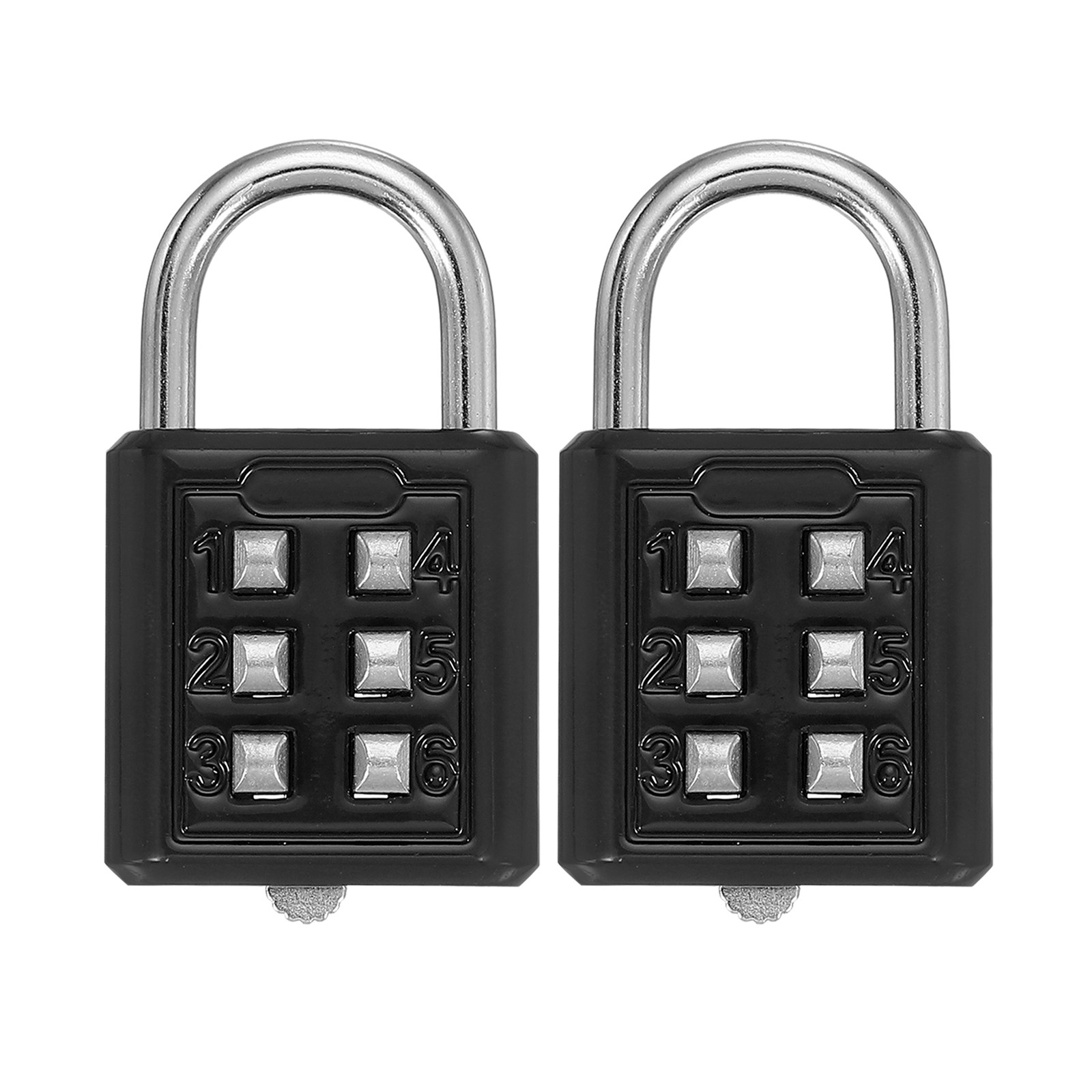 2Pcs Push Button Combination Padlock 6-Digit 3-Position Lock Black