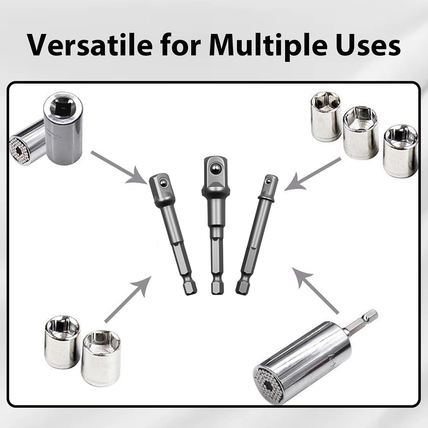 3Piece Impact Grade Socket Adapter Set, Convert Power Drill to High-Speed...