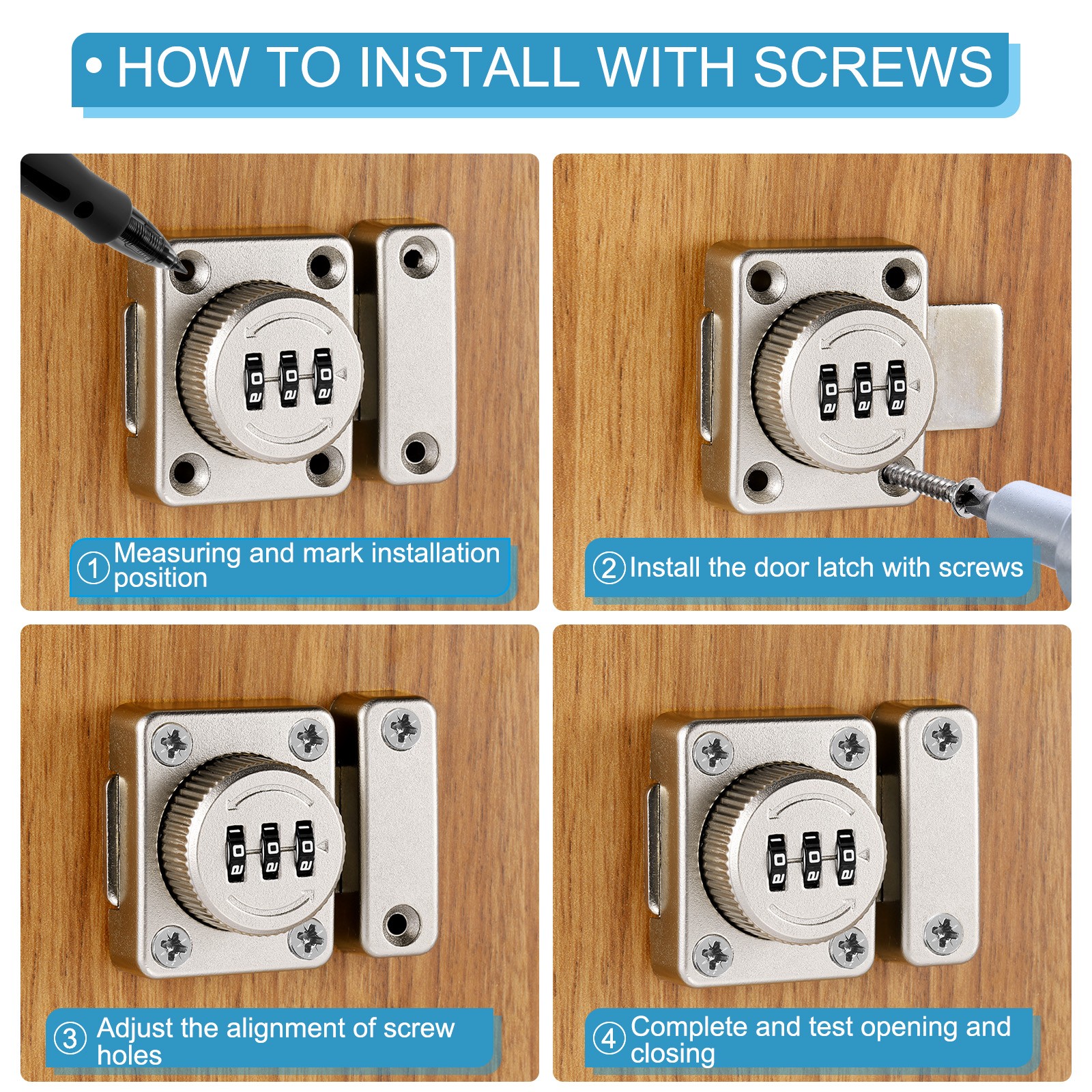Cabinet Combination Lock with L-Screwdriver Silver