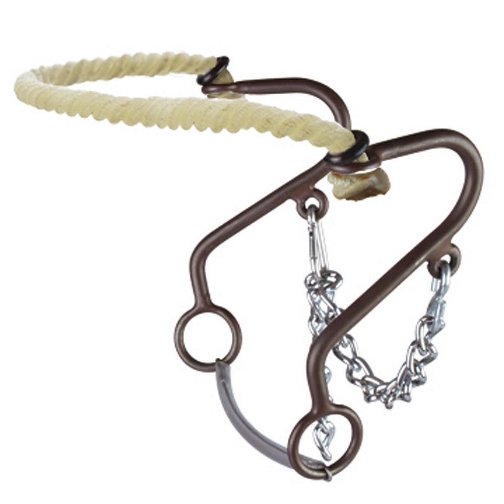 Hilason Rope Nose Hackamore Bitless Western Horse Bit Brown Leather