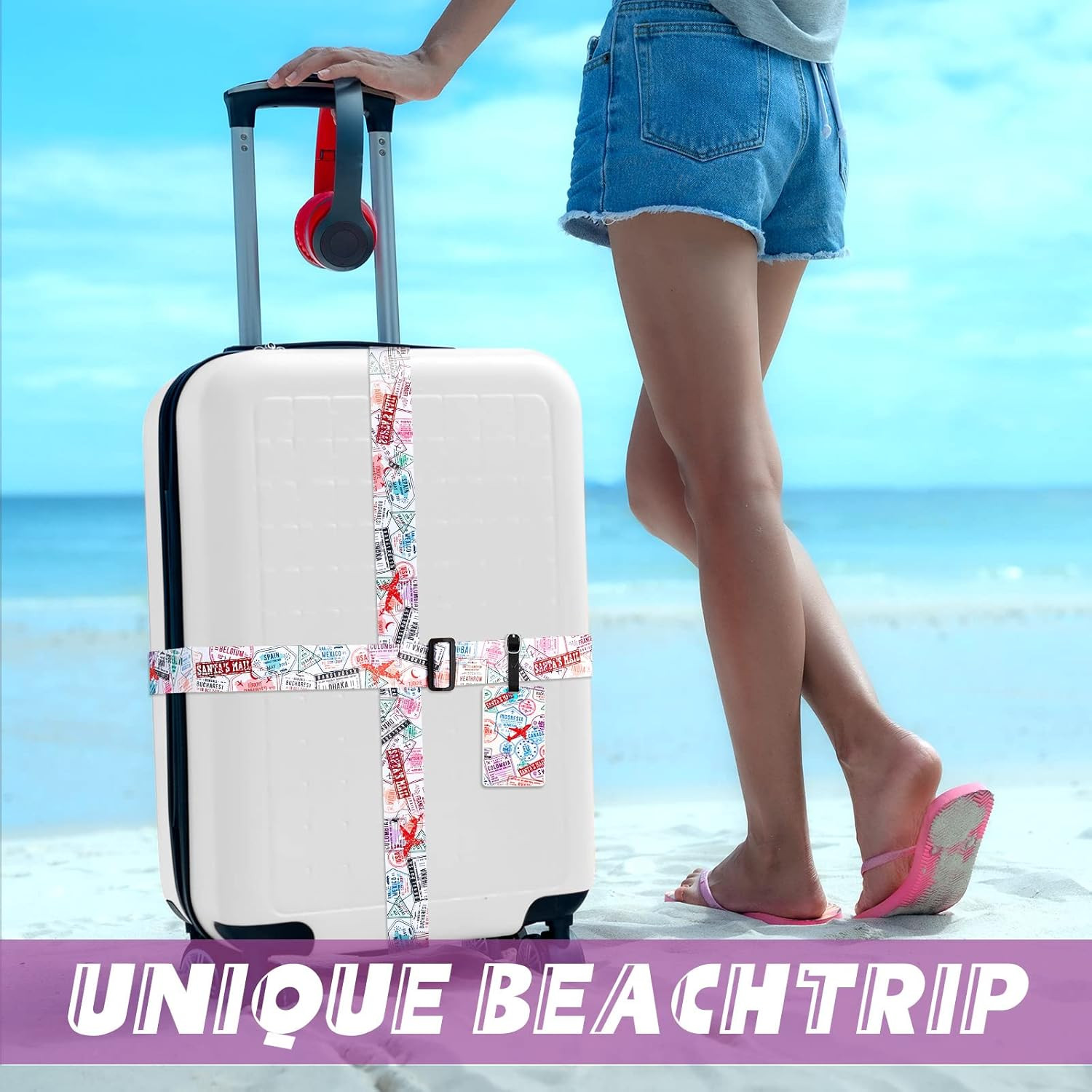 4 Pack Luggage Straps Set Adjustable Suitcase Belts with Quick Release Buckle Lu
