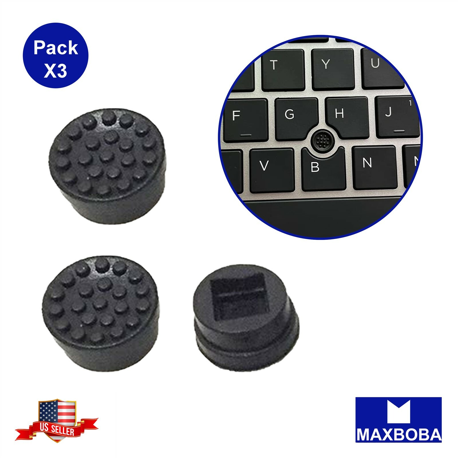 3 Pack Black Cap Rubber Mouse Pointer Trackpoint For HP G1 G2 Laptop 4.5x4.5mm