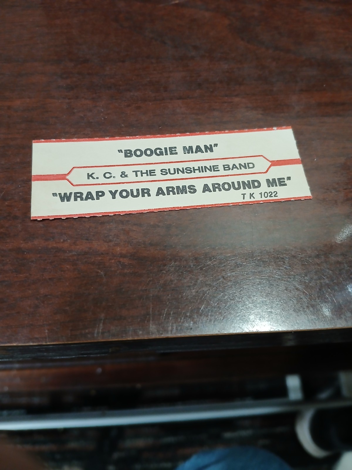K c / sunshine band  jUKEBOX TITLE STRIP .FREE SHIPPING IN U S