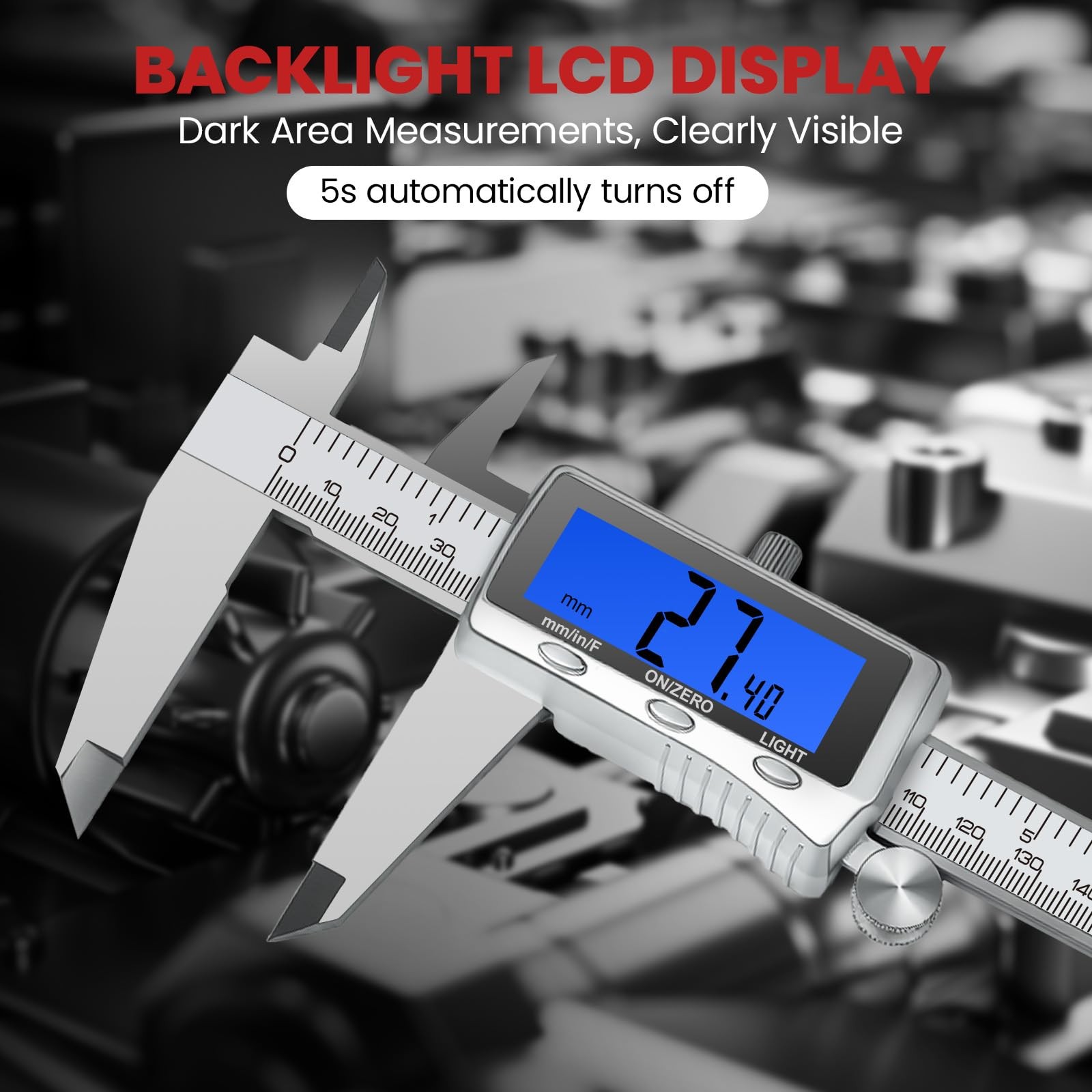 Digital Caliper 6 Inch, Rechargeable Calipers Tool with Backlight LCD 6In