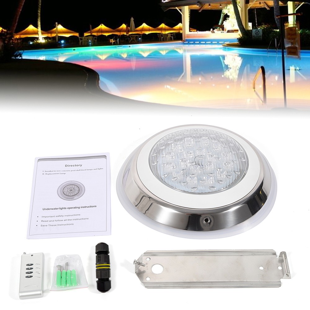 54W RGB LED Swimming Pool Light Underwater SPA Waterproof Lamp & Remote Control