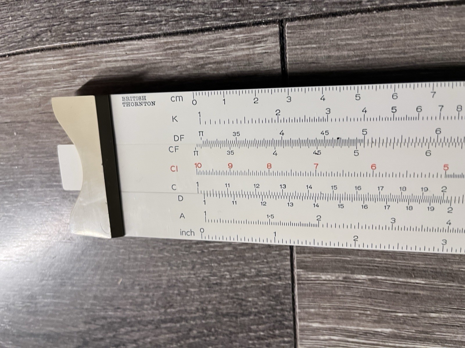 VINTAGE BRITISH THORNTON COMPREHENSIVE WHITE SLIDE RULER ENGINEERS SCALE RULE