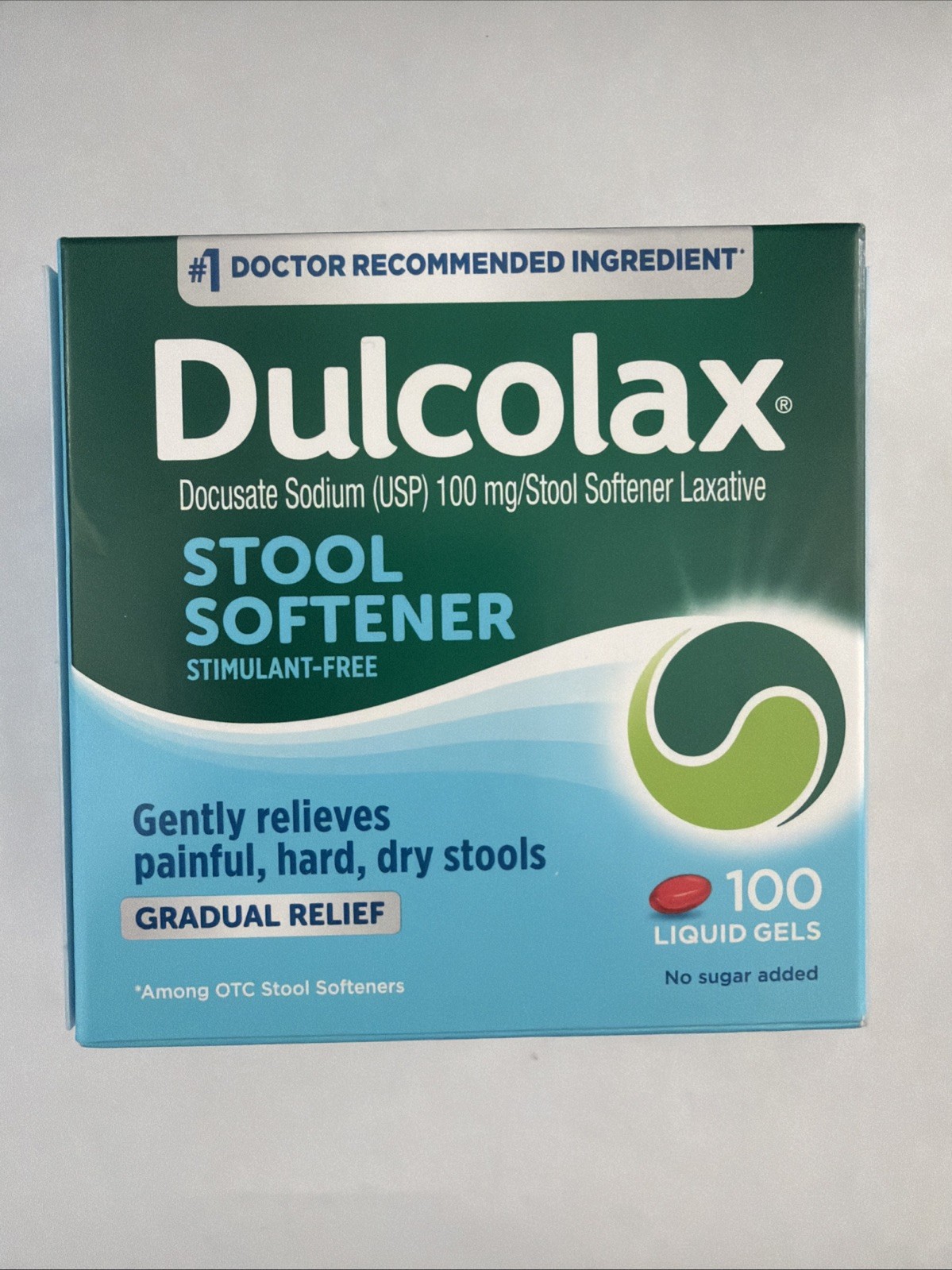 Dulcolax Stool Softener Laxative Liquid Gel Capsules 100 mg 100ct Exp 2027+