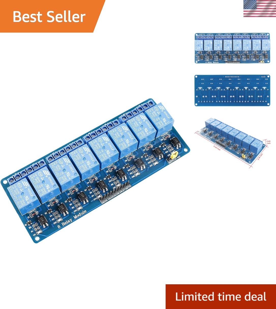 High-Current 8-Channel Relay Shield - Perfect for Arduino, Raspberry Pi Projects