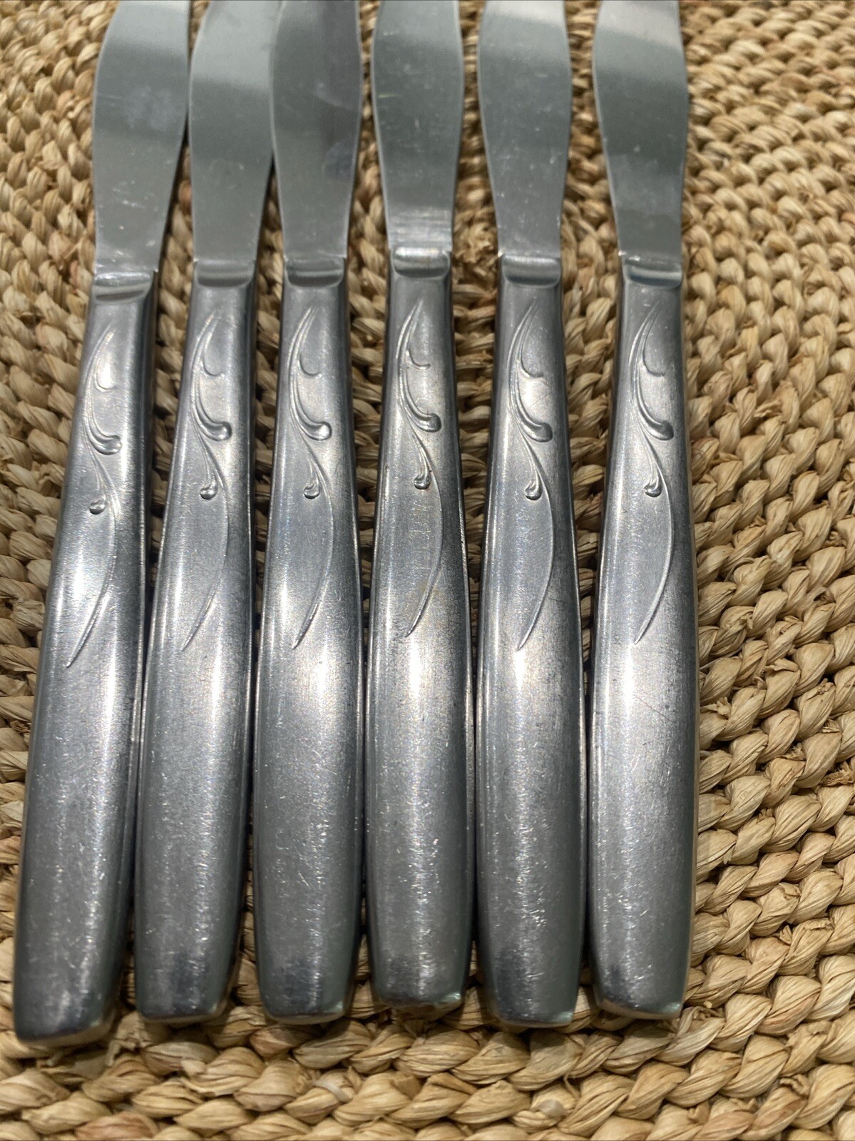 6 ISCO International Silver USA Dinner Knives Flatware