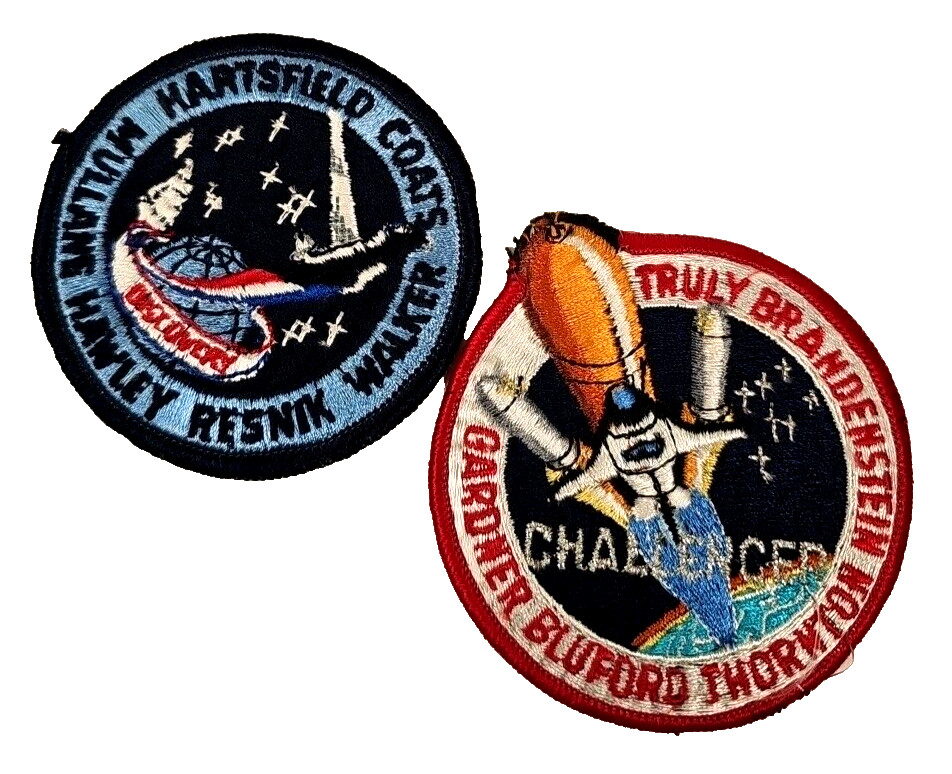 VTG  NASA  CHALLENGER & DISCOVERY   Embroidered  Patches 3 & 4 inches Iron On