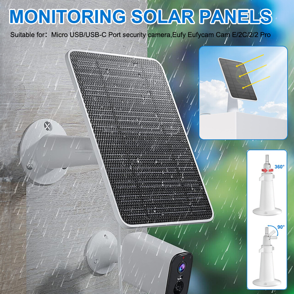 Waterproof Solar Panel for Security Camera Outdoor Solar Power Panel Charger 10W