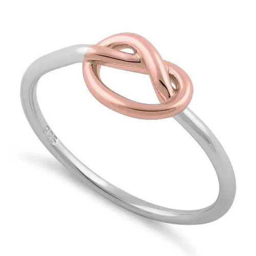 925 Sterling Silver Two Tone Rose Gold Plated Knot Ring