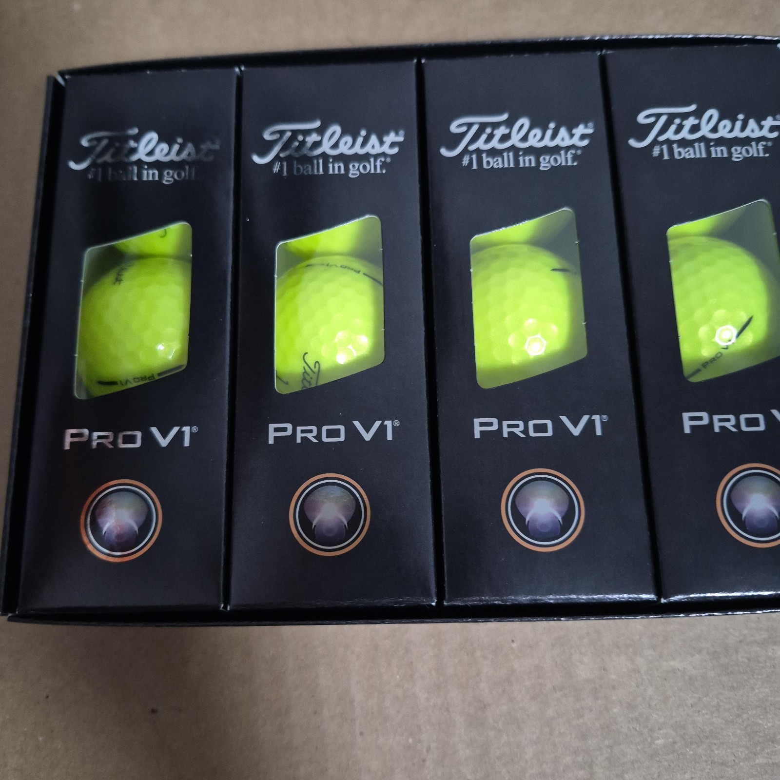 Titleist Pro V1 Golf Balls Dozen Box Brand New - Yellow