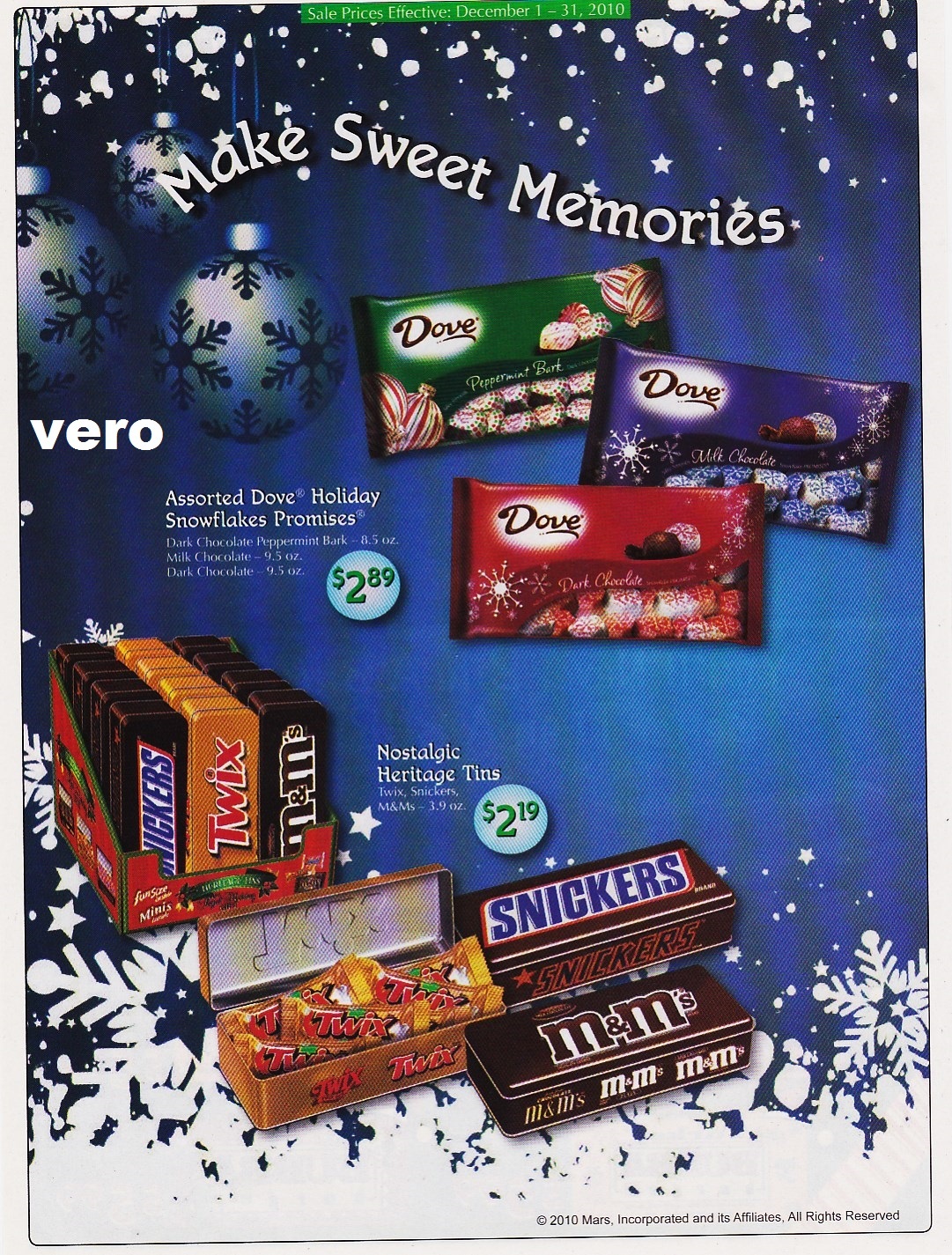 2010 print ad M&M's MARS SWEET MEMORIES mms M&M candy dove twix snickers vtg