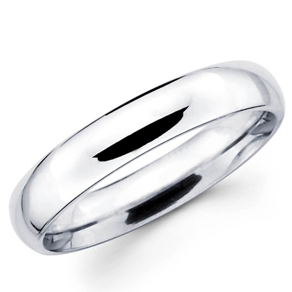 14K Solid White Gold 4mm Comfort Fit Men's and Women's Wedding Band Ring