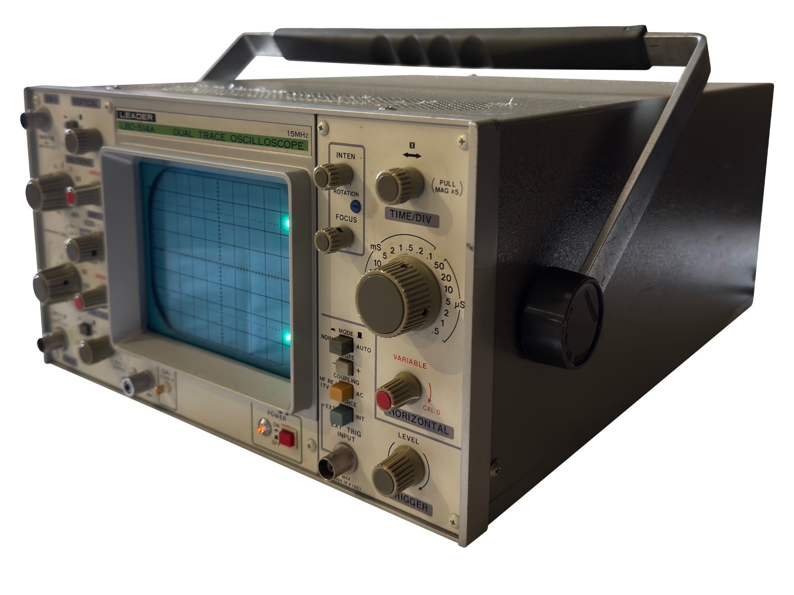 Leader LBO-514A 15MHz Dual Trace Oscilloscope Benchtop Lab Scope Tested