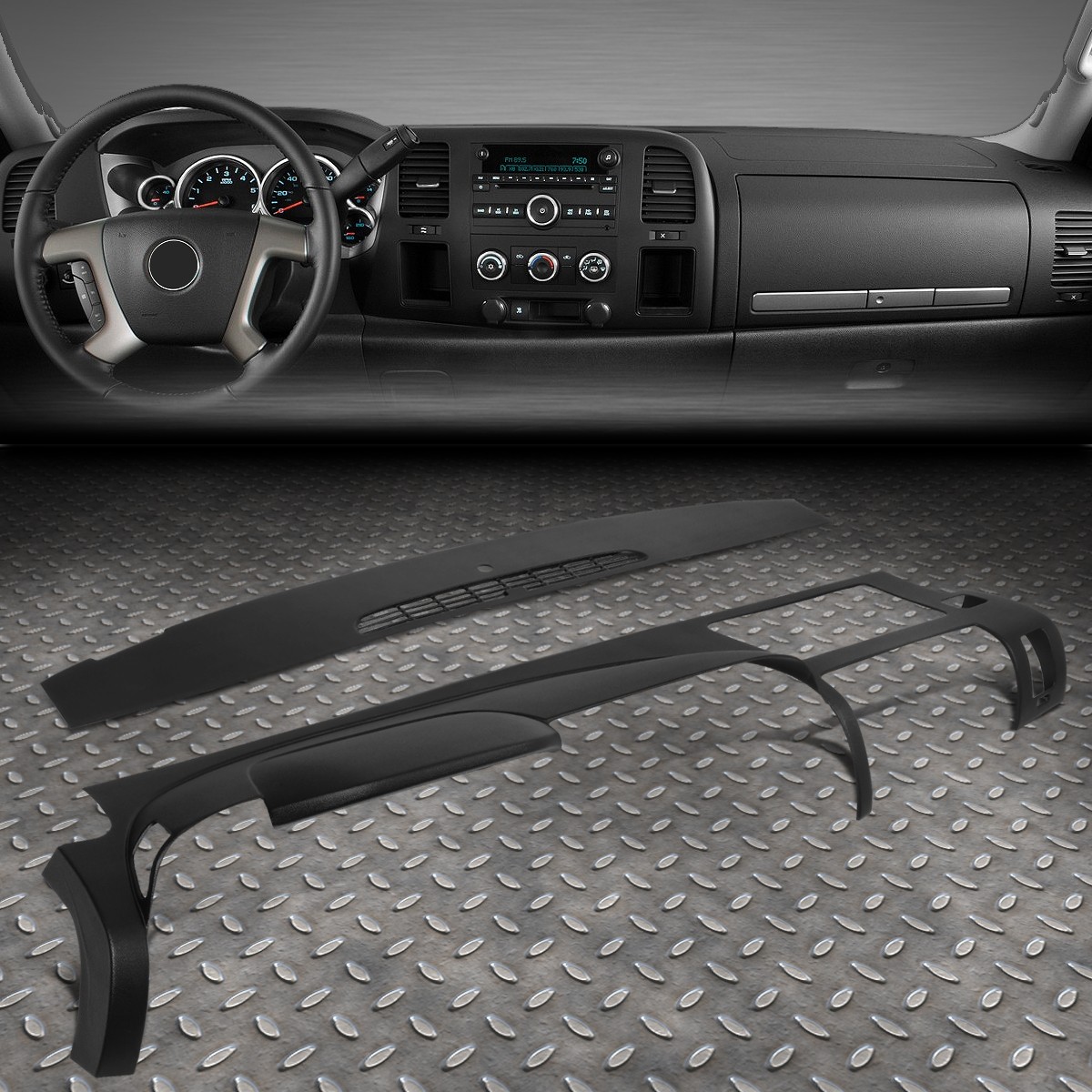 FOR 07-13 SILVERADO LS LT WT SIERRA SL SLE DASH BOARD PAD CAP COVER OVERLAY 2PCS