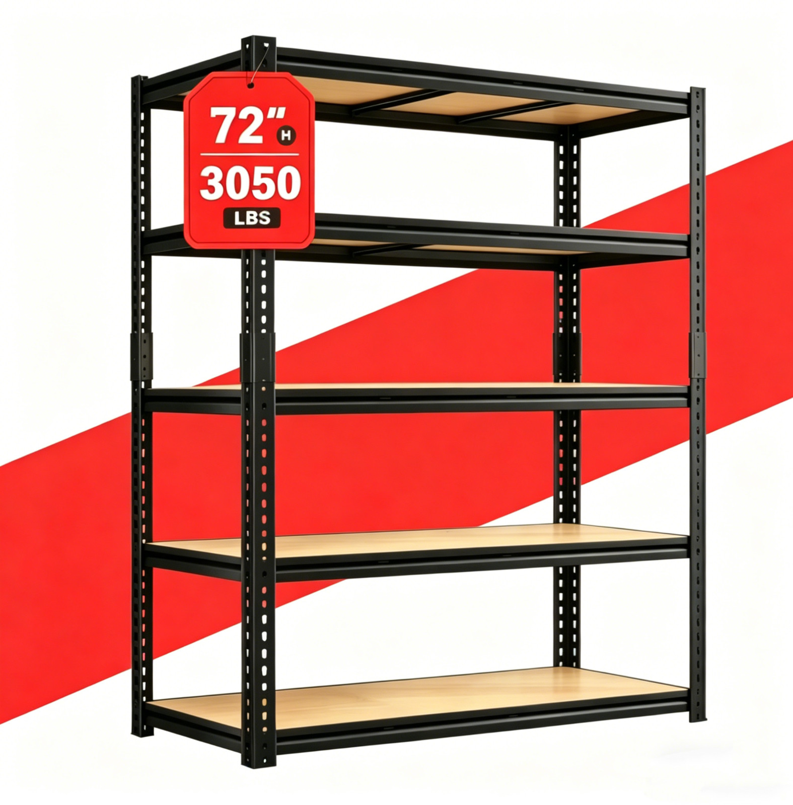 Metal Storage Shelves Heavy Duty Industrial Shelving 5-Tier 3050 lbs. Capacity