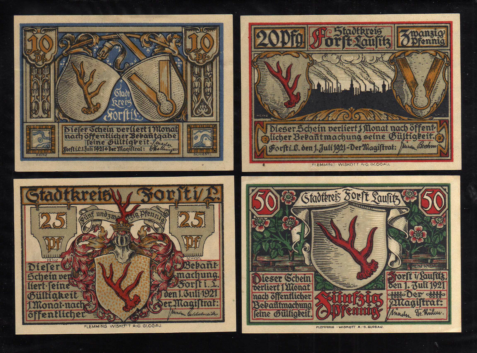 FORST - GERMANY NOTGELD   -  10, 20, 25, 50 PFENNIG