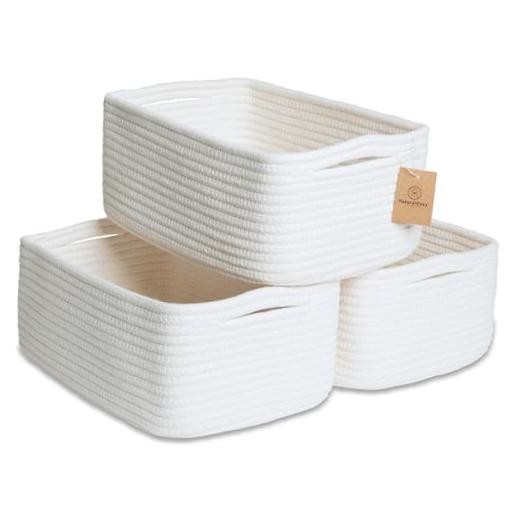 11.8"x8"x4.5” Storage Baskets for Shelves 3 Pack | 11.8" x 8" x 4.5" Off White