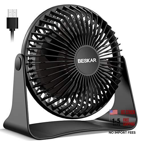 Black USB Desk Fan with 3 Speeds - Portable Table Fans - Small Airflow