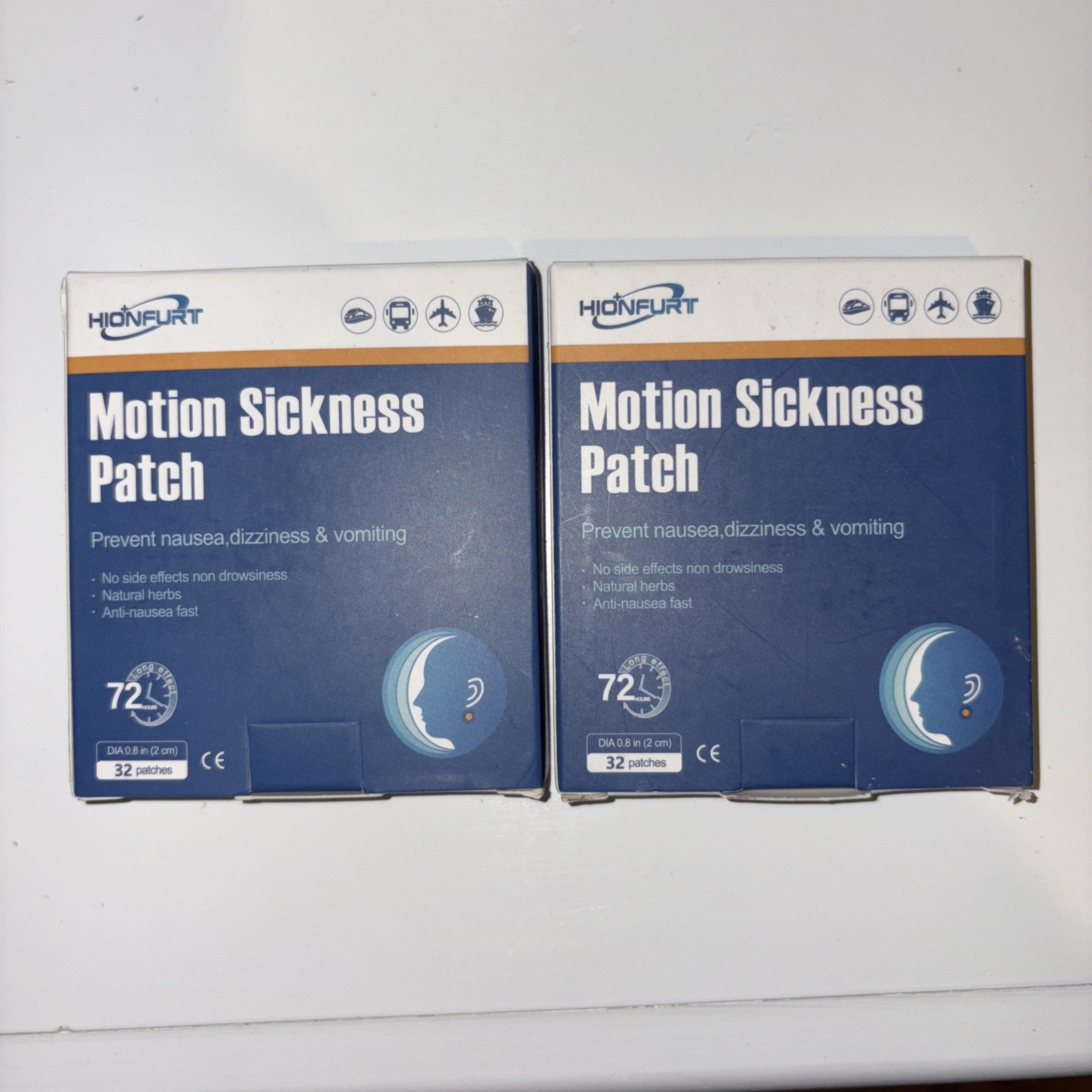 Motion Sickness Patches Non-Drowsy Sea Car Air Travel Lot 2 Boxes 32ct Each NEW