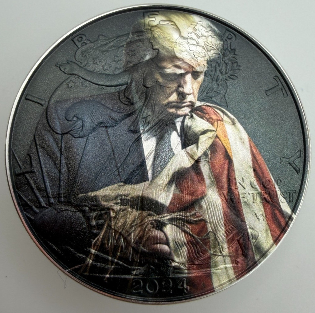 Trump Holding Flag American Silver Eagle 1oz Limited Edition Silver Dollar Coin
